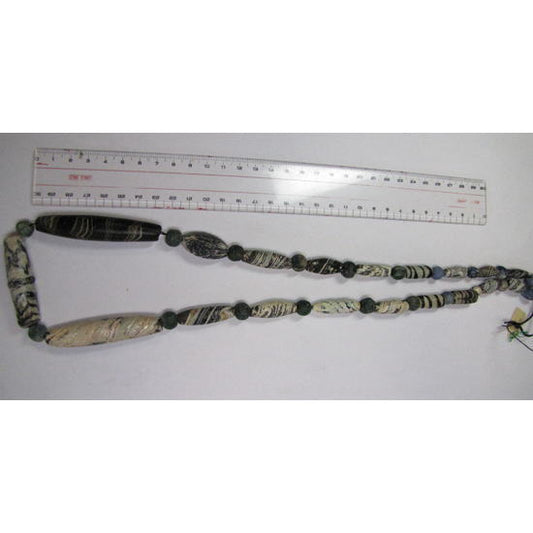 アベンチュリン付きゴールドバンドローマンビーズ