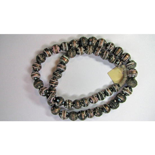 格子柄ガラスビーズストランド