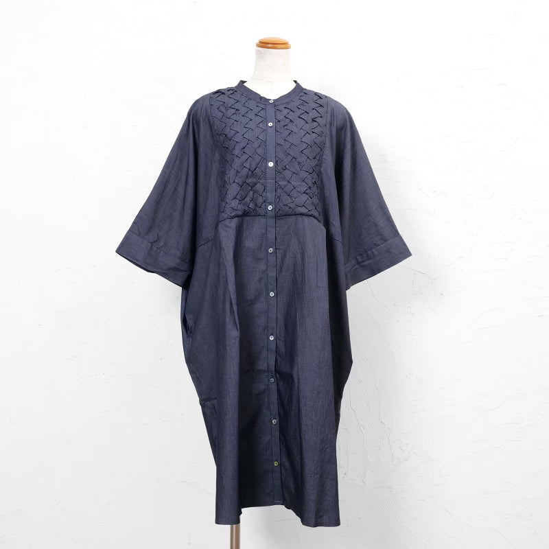 Denim Smocking Long Shirt