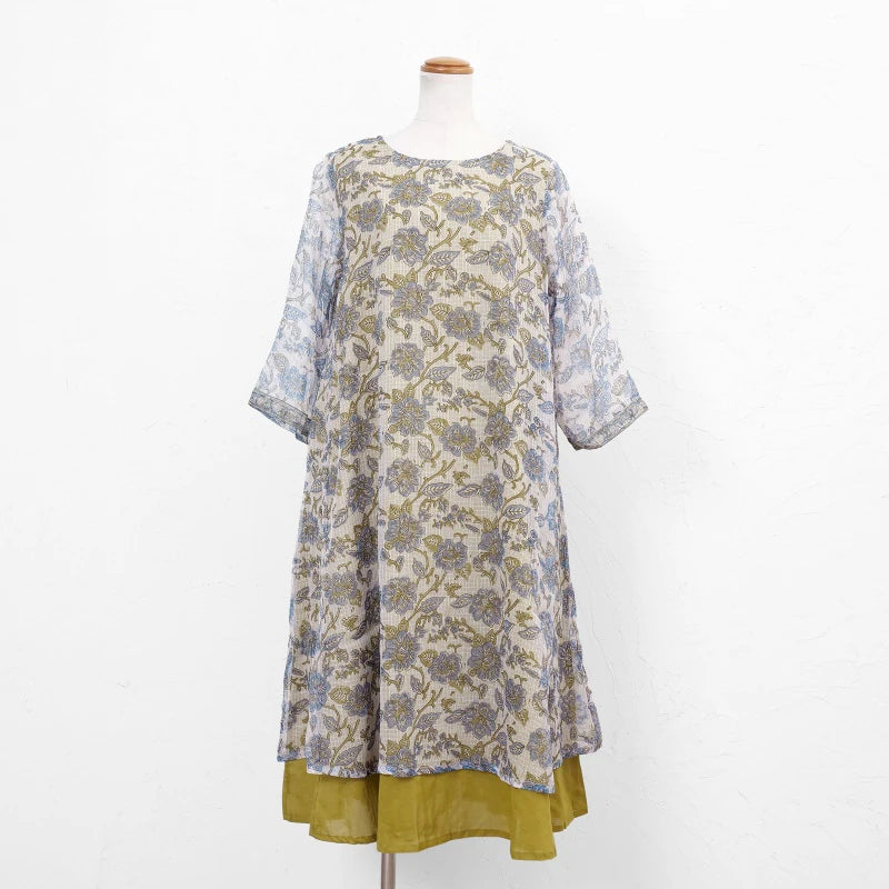 Kota Doria Floral Print Dress