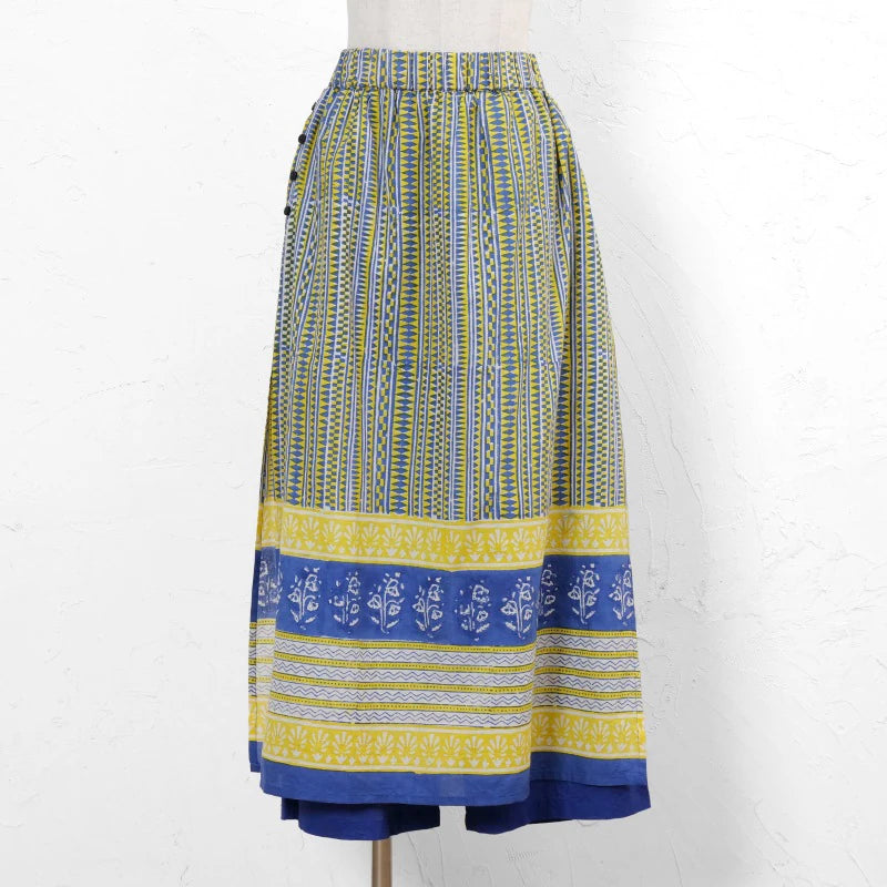 Bagru Panel Print Skirt Pants