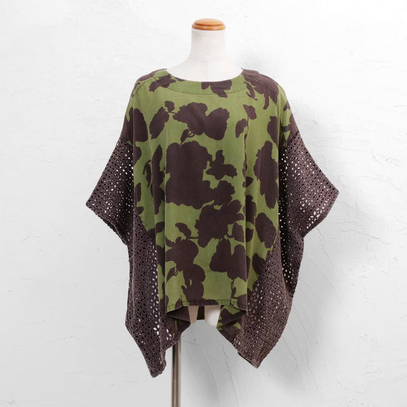 Print × Lace Stone Wash Pullover