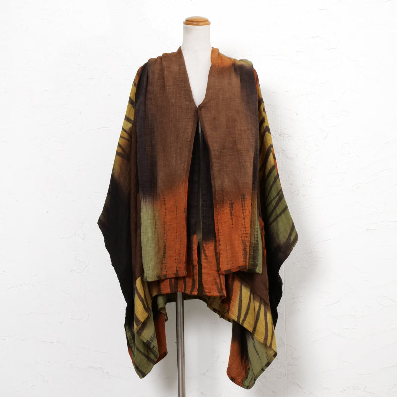Cotton Hand Brushing Poncho Coat