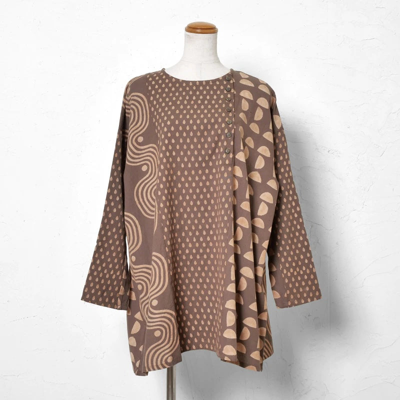 Dab Print Mix Tunic Pullover