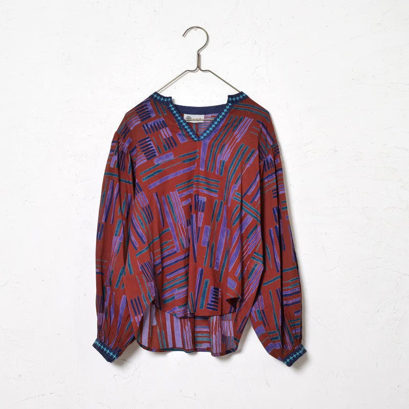 Cotton Line Print Pullover