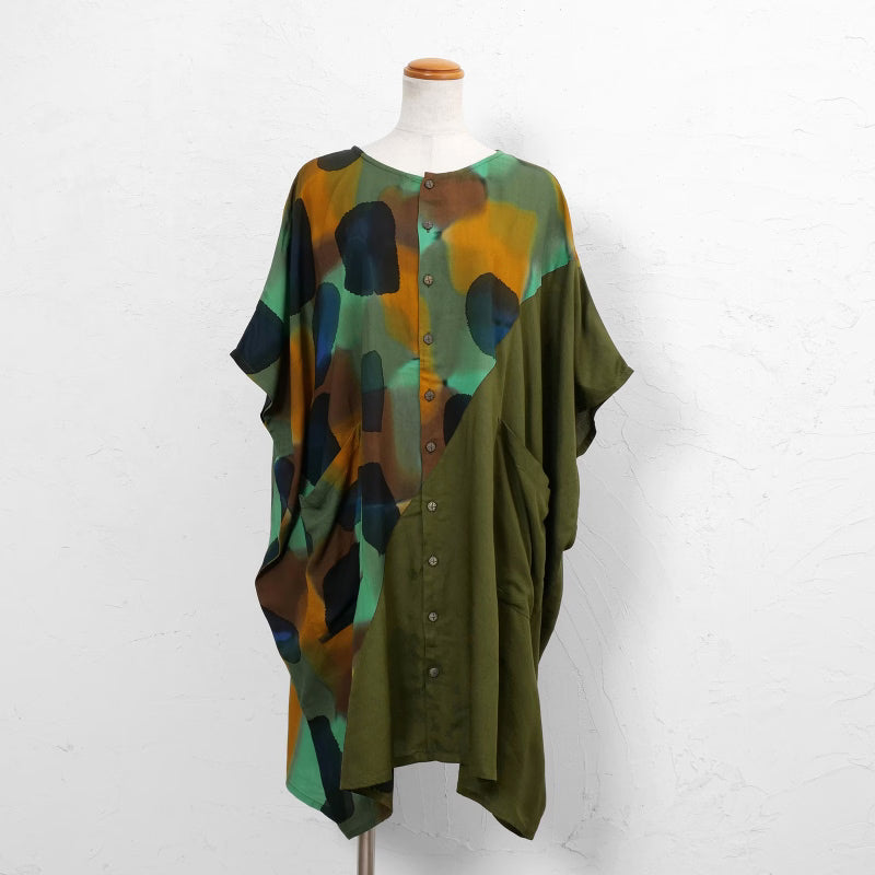 Hand-Painted x Solid Long Blouse