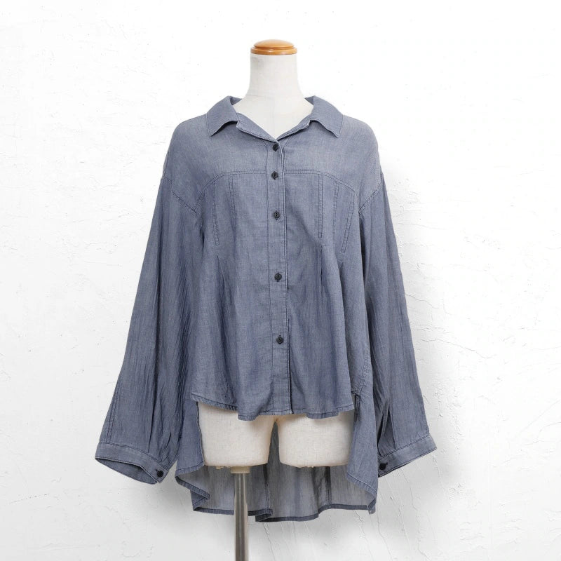 Sheer Denim Open Collar Shirt