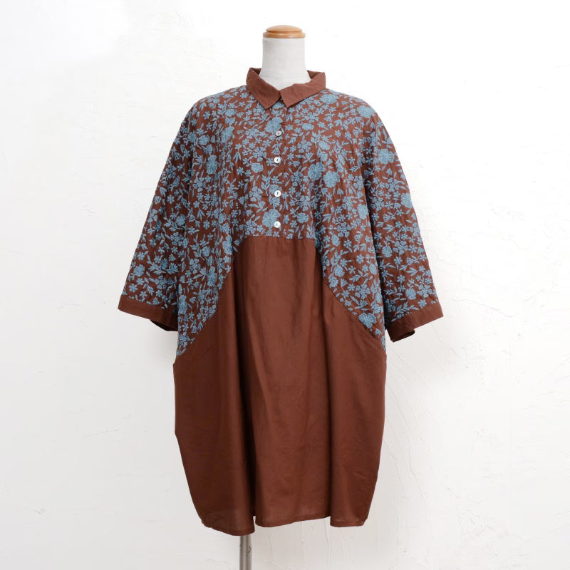 Cotton Small Floral Embroidery Tunic Pullover