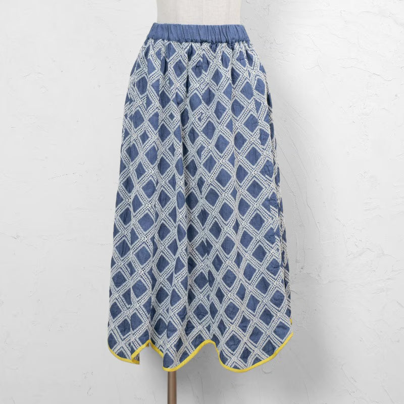 Denim Embroidered Skirt