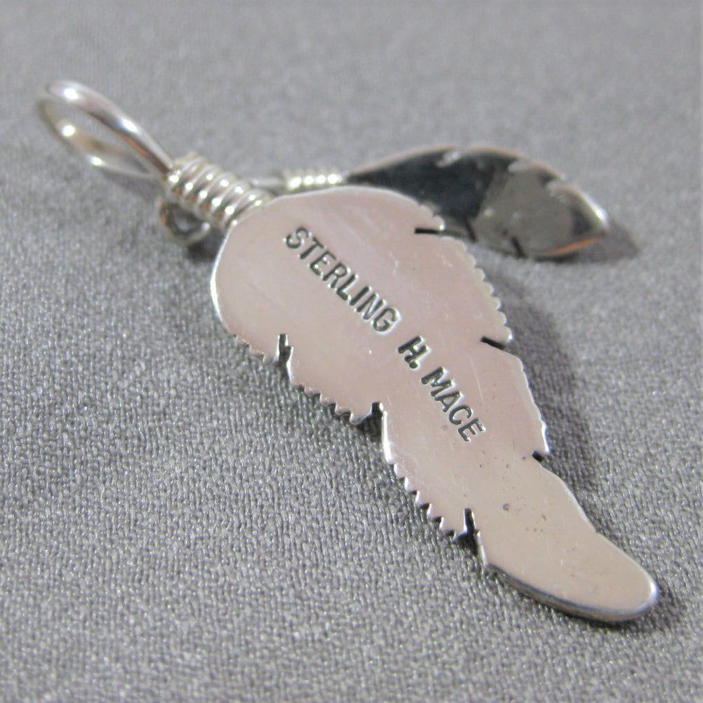 Feather pendant by Harvey Mace (silver or gold)