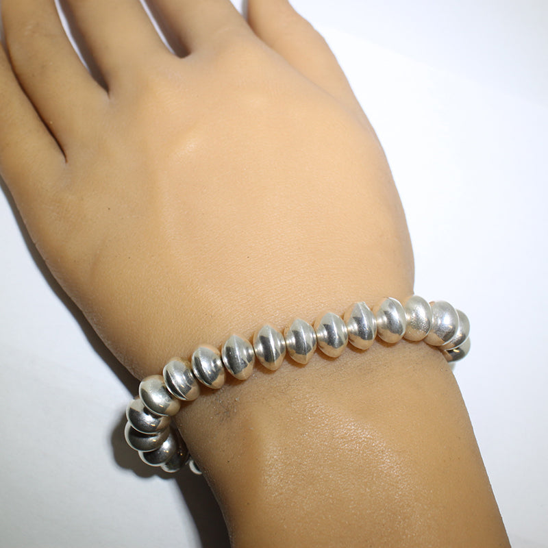 Silver Bead Bracelet by Jake Utzler 8"