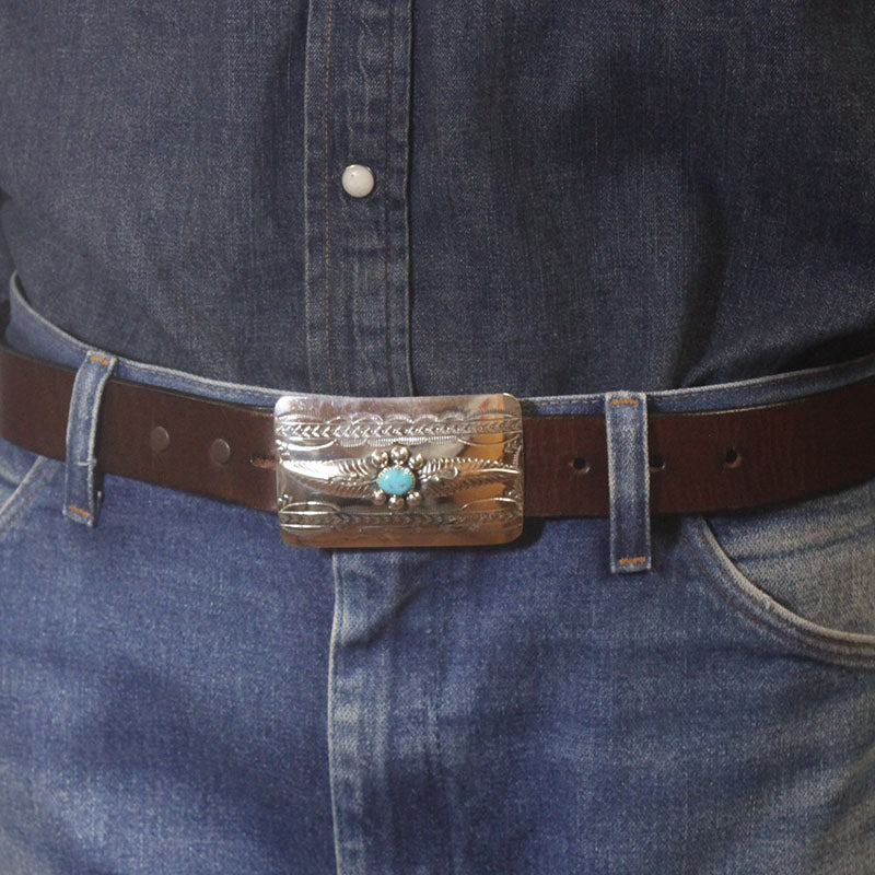 ナバホ族のターコイズバックル