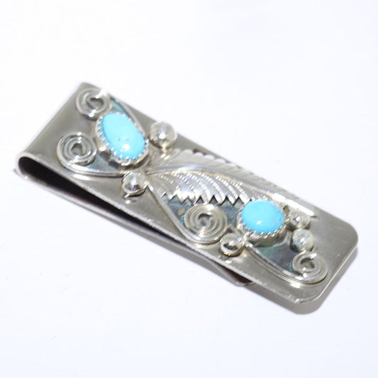 ナバホ族によるターコイズマネークリップ