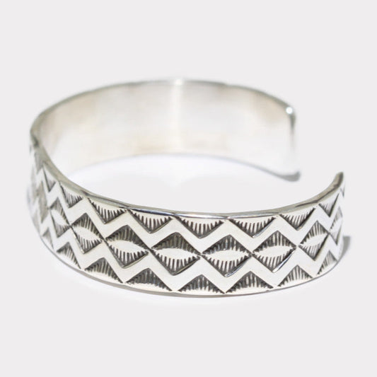 Silver stamp bracelet by Navajo