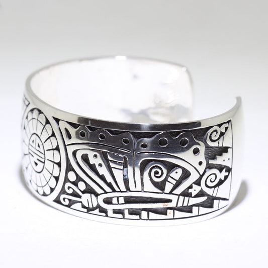 クリフトン・モワによるシルバーブレスレット 5-3/4インチ