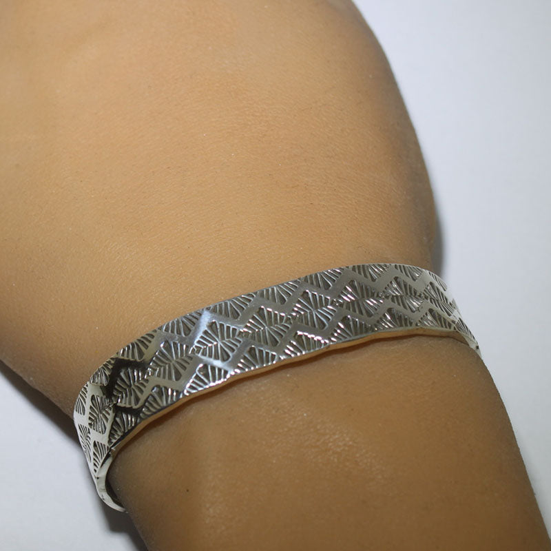 Silver stamp bracelet by Navajo