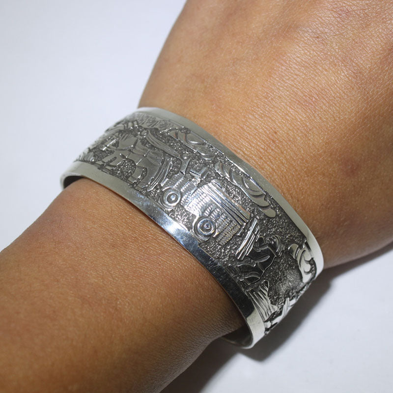 Silver stamp bracelet by Navajo