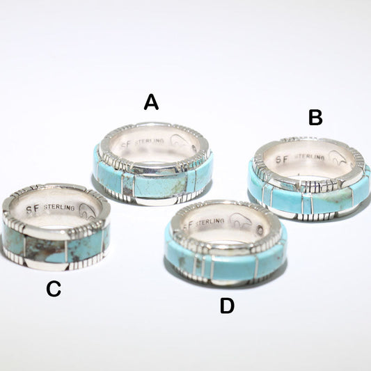 Anello con intarsi in turchese di Steve Francisco