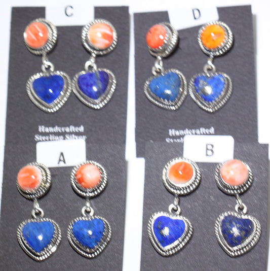 ナバホ族によるラピス/スパイニーイヤリング