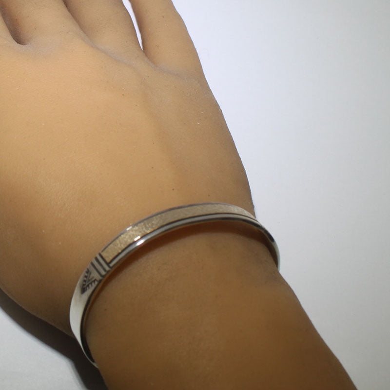 アモス・マーフィーによるシルバー/14Kブレスレット 5-7/8インチ