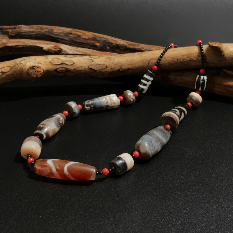 Dzi Beads and Striped Dzi Beads Strand