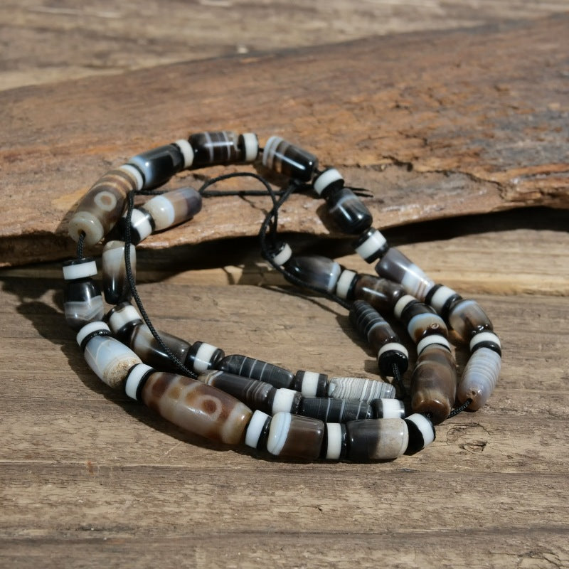 Dzi Beads and Striped Dzi Beads Strand