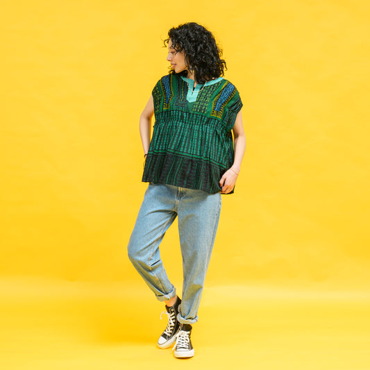 レーヨンボックスプリントギャザープルオーバー