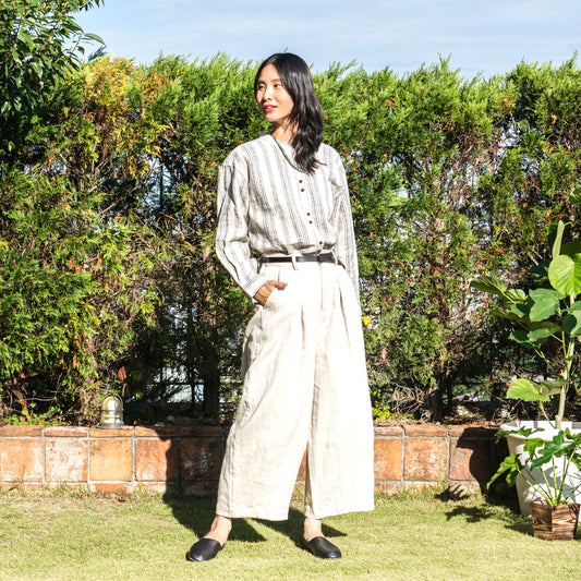 リネンデニムコクーンパンツ