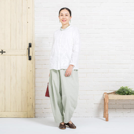 コットン・リネン・シャンブレー・コクーン・パンツ