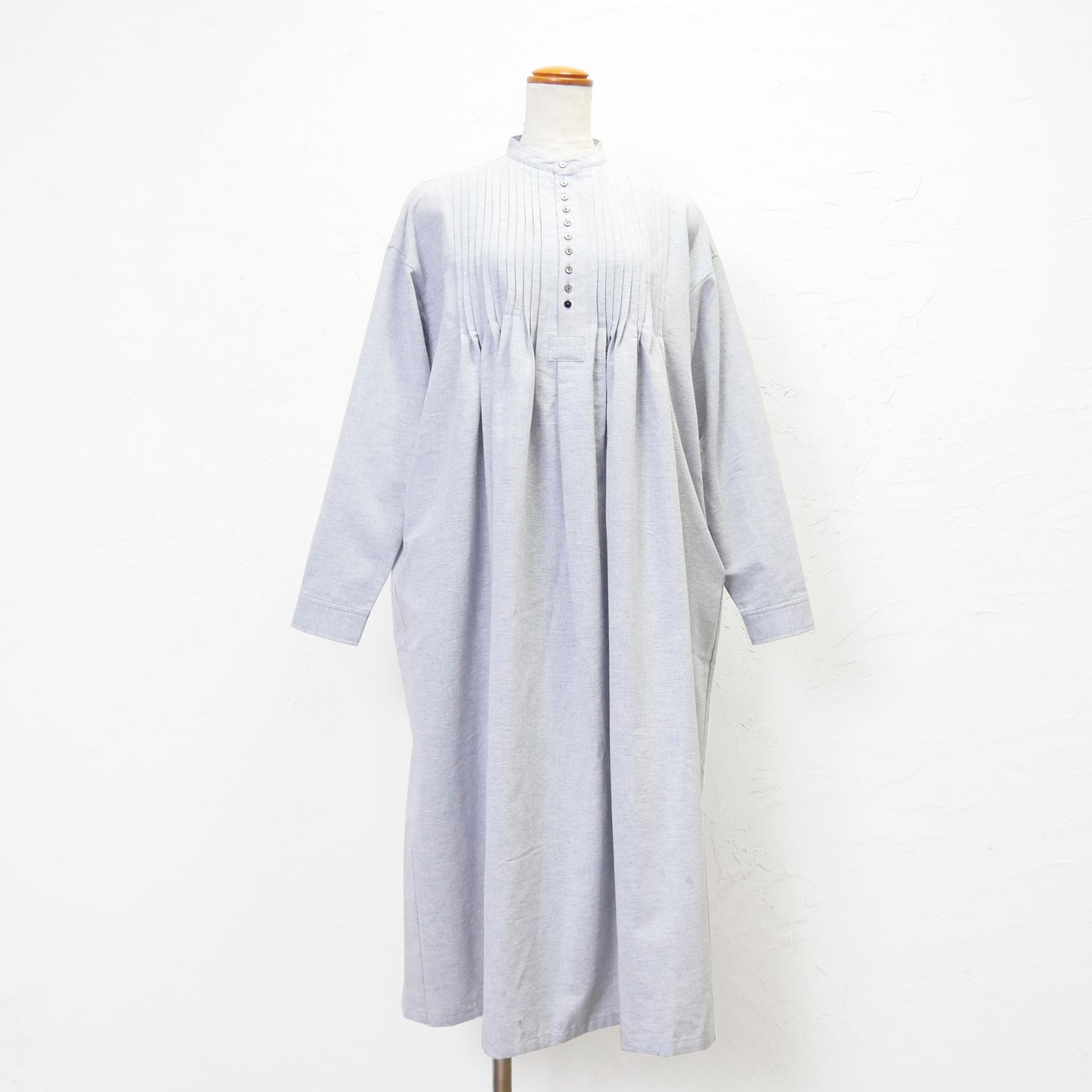 コットン・リネン・シャンブレー・ピンタック・ドレス