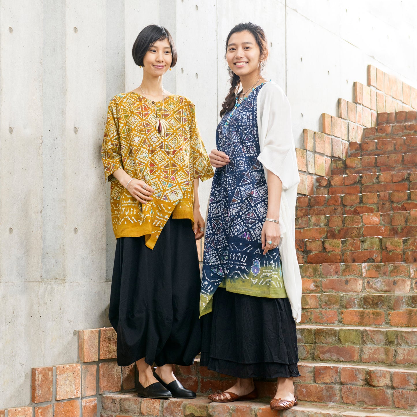 コットン・バティック・プリント・ノースリーブドレス