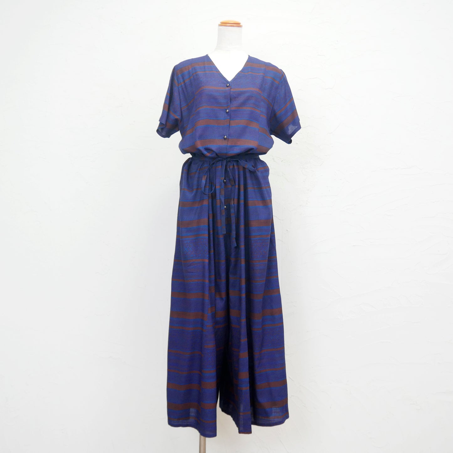 レーヨン・ジオメトリック・ボーダー・プリント・ジャンプスーツ