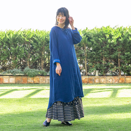 コットンダブルガーゼラグランワンピース