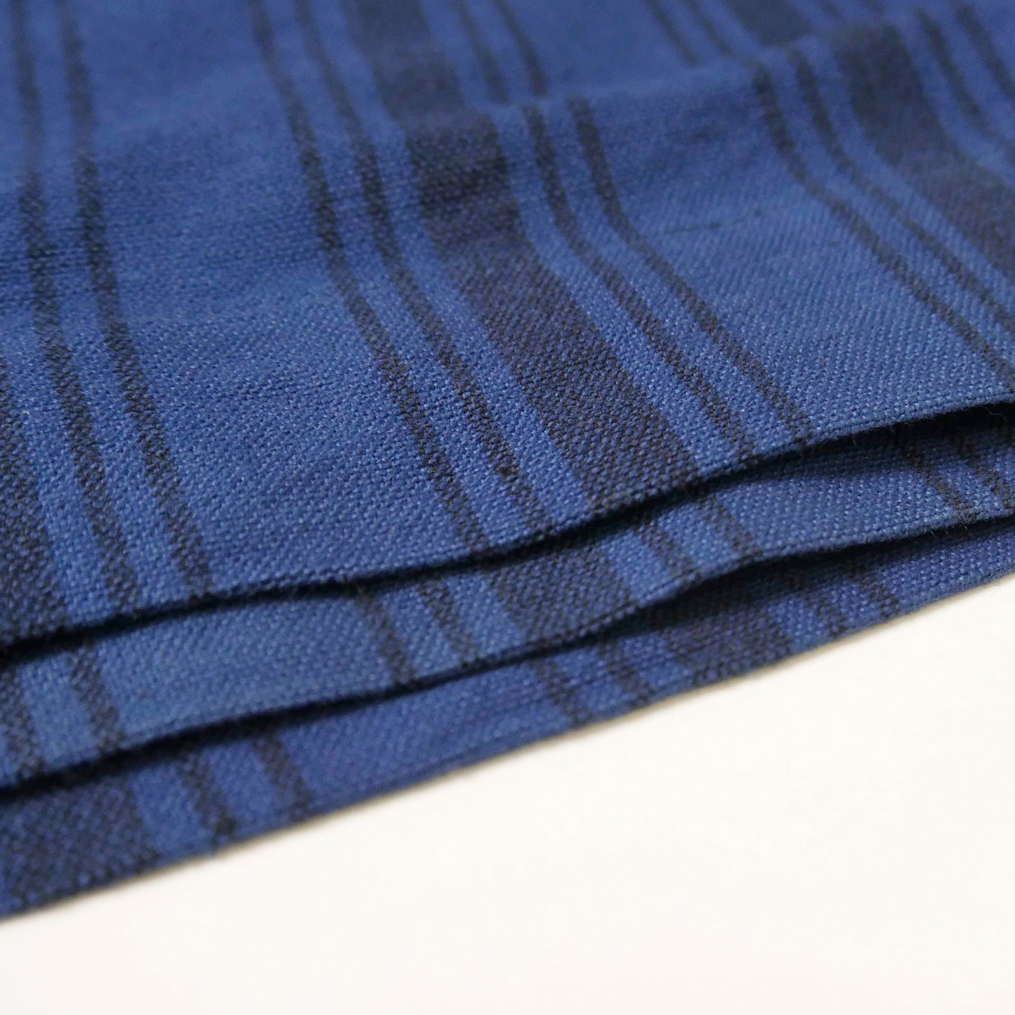 コットンストライプ インディゴ ラップ風パンツ