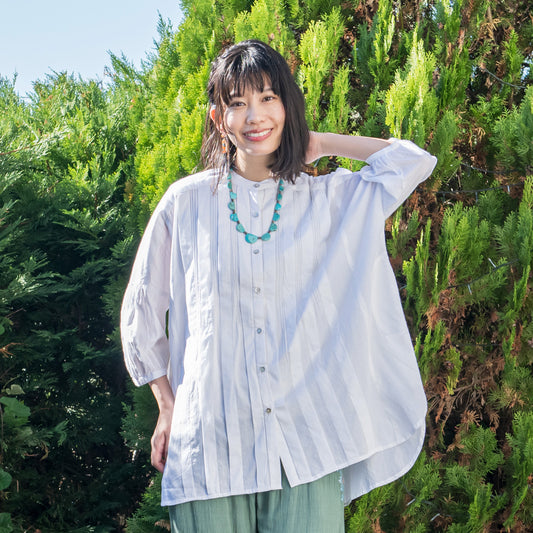 コットンピンタックショートビッグブラウス