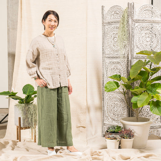 リネンコットンダブルガーゼシャツ