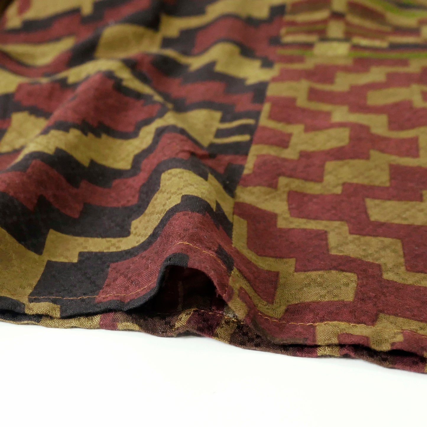 ライ・ジャカード・アフリカン・プリント・ストレート・キモノ・ブラウス