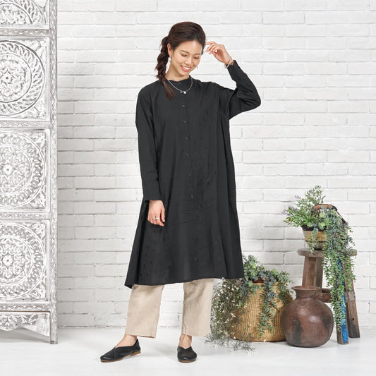 Front-Open Dot Switch Dress