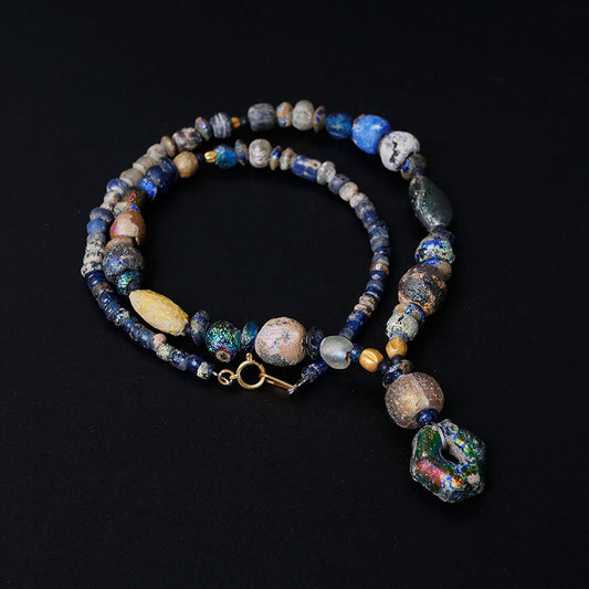 பண்டைய ரோமன் பொலிவான கண்ணாடி மணிகள் கயிறு