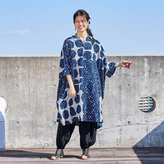 Dub Dot Print Button-Front Dress