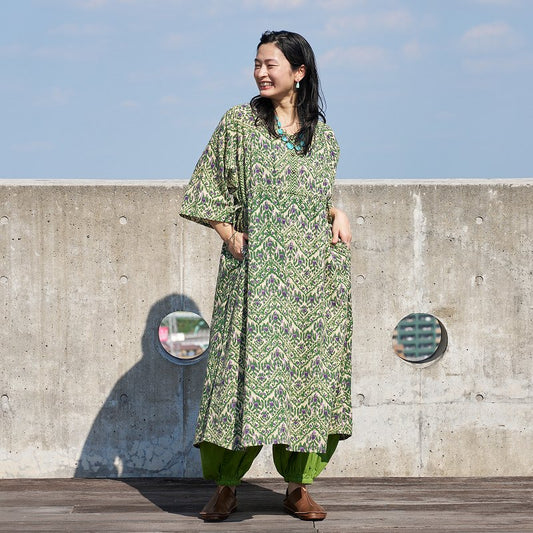 Ikat Zigzag Print Dress