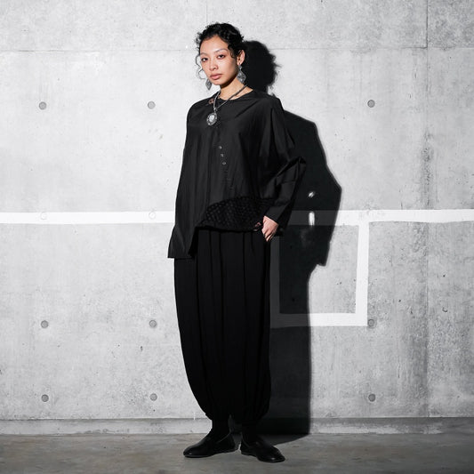 Cotton Silk Lace Patch Pullover