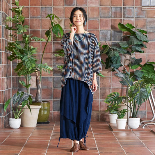 Dot Stripe Print Pullover