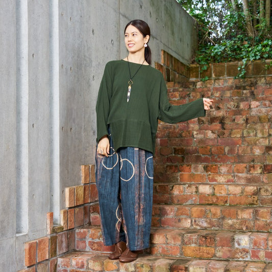 Cotton Double Gauze Asymmetrical Hem Pullover