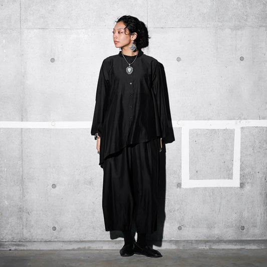 Cotton Silk Tuck Pants