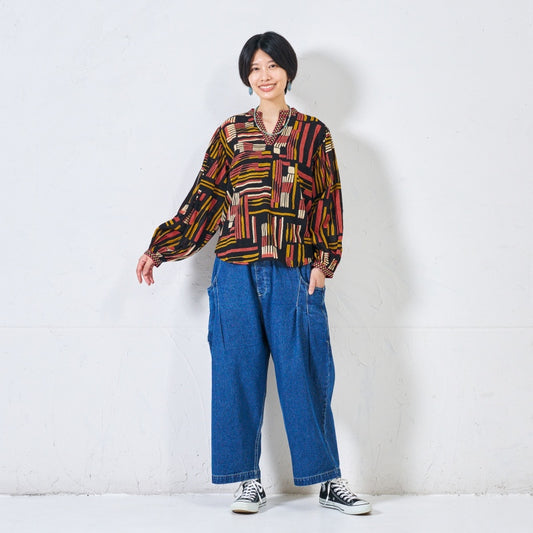 Cotton Line Print Pullover