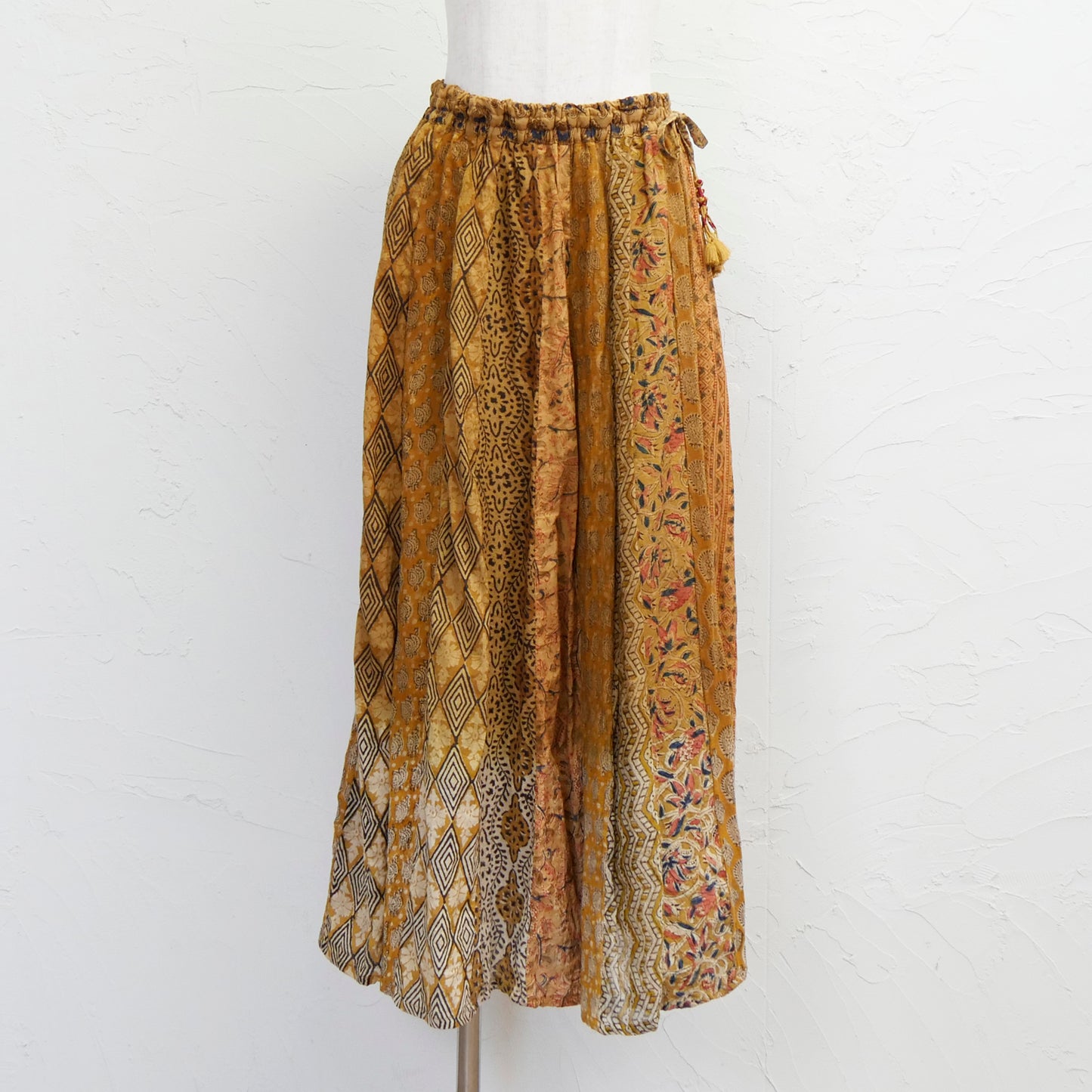 Cotton Block Print Gathered Skirt