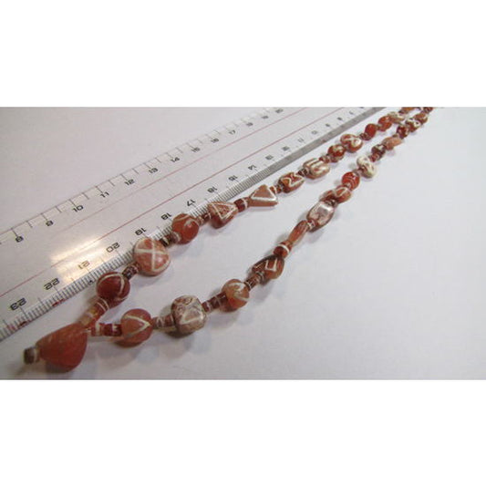 Etched Carnelian Beads Strand