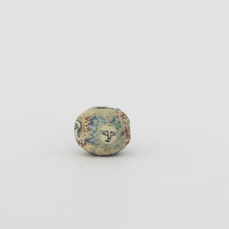 Ancient Roman Face Mosaic Glass Bead with Iridescence
