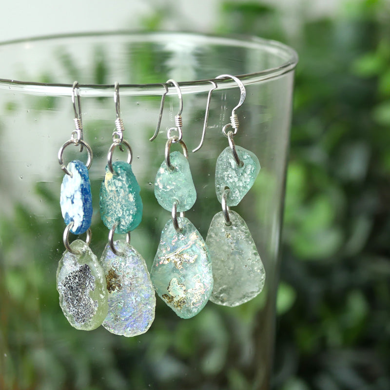 Boucles d'Oreilles en Verre Romain